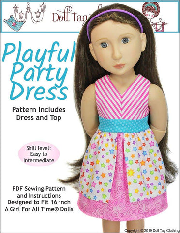 Doll Tag Clothing A Girl For All Time Playful Party Dress Pattern for A Girl For All Time Dolls larougetdelisle