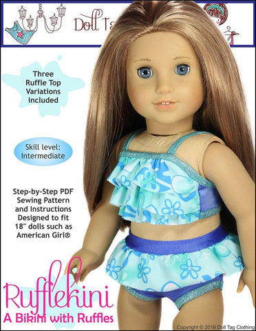 Doll Tag Clothing 18 Inch Modern Rufflekini Swimsuit 18" Doll Clothes larougetdelisle