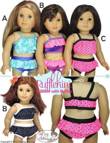 Doll Tag Clothing 18 Inch Modern Rufflekini Swimsuit 18" Doll Clothes larougetdelisle
