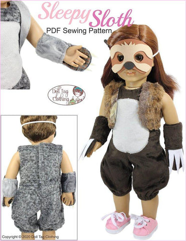 Doll Tag Clothing 18 Inch Modern Sleepy Sloth 18" Doll Clothes Pattern larougetdelisle