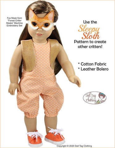 Doll Tag Clothing 18 Inch Modern Sleepy Sloth 18" Doll Clothes Pattern larougetdelisle