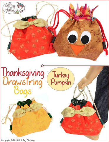 Doll Tag Clothing 18 Inch Modern Thanksgiving Drawstring Bags 18" Doll Accessories Pattern larougetdelisle