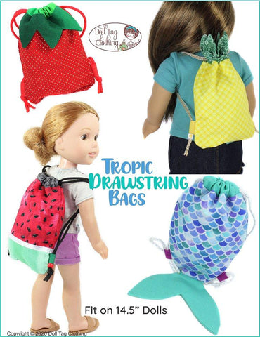 Doll Tag Clothing 18 Inch Modern Tropic Drawstring Bags 18" Doll Accessories Pattern larougetdelisle