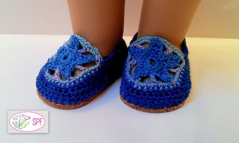 Sweet Pea Fashions Crochet Estrella Slip-on Shoes 18" Doll Shoes larougetdelisle