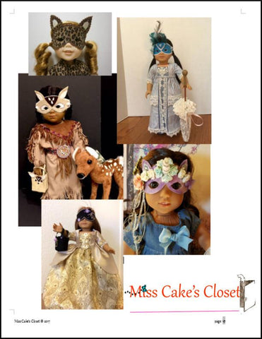 Miss Cake's Closet 18 Inch Modern Halloween Masks and Trick or Treat Bags 14-18" Doll Accessory Pattern larougetdelisle