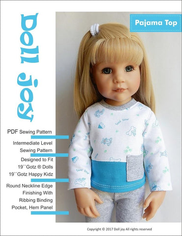 Doll Joy Gotz 19 Inch Pajama Top Pattern for 19" Gotz Dolls larougetdelisle