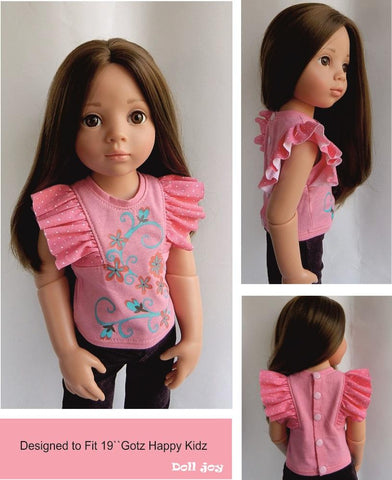 Doll Joy Gotz 19 Inch Flutter Sleeve Top Pattern for 19" Gotz Dolls larougetdelisle