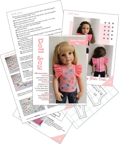 Doll Joy Gotz 19 Inch Flutter Sleeve Top Pattern for 19" Gotz Dolls larougetdelisle