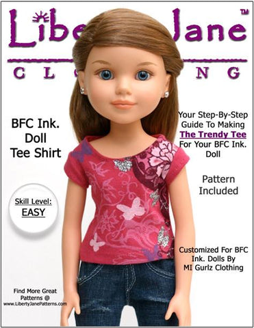 Liberty Jane BFC Ink FREE T-Shirt Pattern for BFC, Ink Dolls larougetdelisle