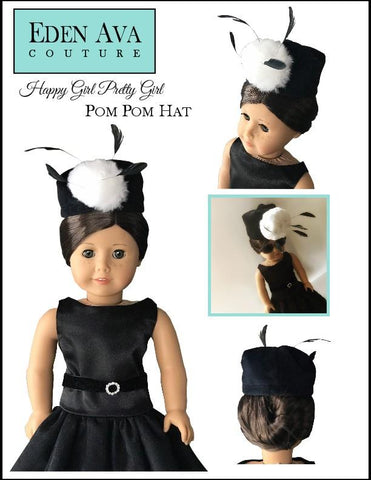 Eden Ava 18 Inch Modern Happy Girl Pretty Girl Pom Pom Hat 18" Doll Clothes Pattern larougetdelisle