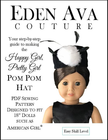 Eden Ava 18 Inch Modern Happy Girl Pretty Girl Pom Pom Hat 18" Doll Clothes Pattern larougetdelisle