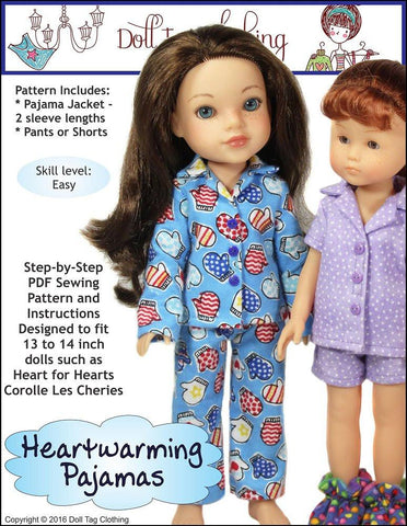 Doll Tag Clothing H4H/Les Cheries Heartwarming Pajamas Pattern for Les Cheries and Hearts For Hearts Girls Dolls larougetdelisle