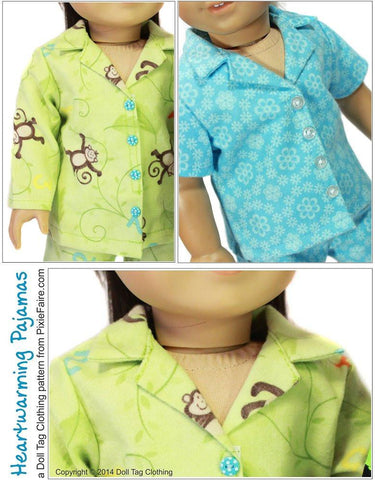 Doll Tag Clothing 18 Inch Modern Heartwarming Pajamas 18" Doll Clothes Pattern larougetdelisle