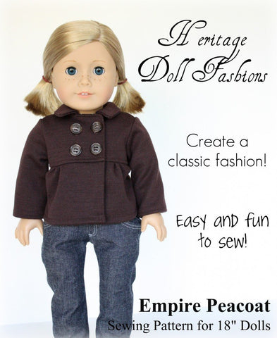Heritage Doll Fashions 18 Inch Modern Empire Peacoat 18" Doll Clothes larougetdelisle