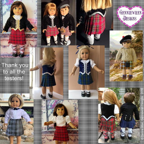 Genniewren 18 Inch Modern Unisex Highland Bundle 18" Doll Clothes Pattern larougetdelisle