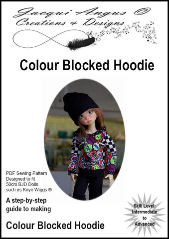 Jacqui Angus Creations & Designs BJD Colour Blocked Hoodie Pattern for MSD Ball Jointed Dolls larougetdelisle