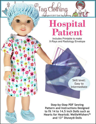 Doll Tag Clothing WellieWishers Hospital Patient Pattern for 13 to 14.5 Inch Dolls larougetdelisle