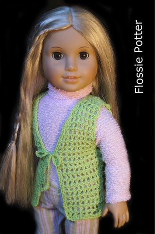 Flossie Potter Crochet 1970s Winging-It Crocheted Vest 18” Doll Crochet Pattern larougetdelisle