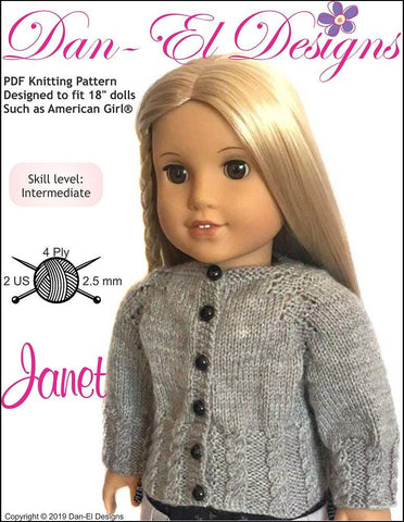 Dan-El Designs Knitting Janet 18" Doll Knitting Pattern larougetdelisle