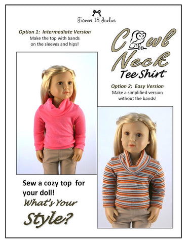 Forever 18 Inches Kidz n Cats Cowl Neck Tee Shirt Pattern for Kidz N Cats Dolls larougetdelisle