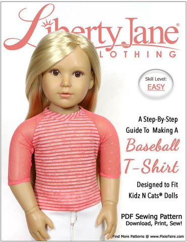 Liberty Jane Kidz n Cats Baseball T-Shirt Pattern for Kidz N Cats Dolls larougetdelisle