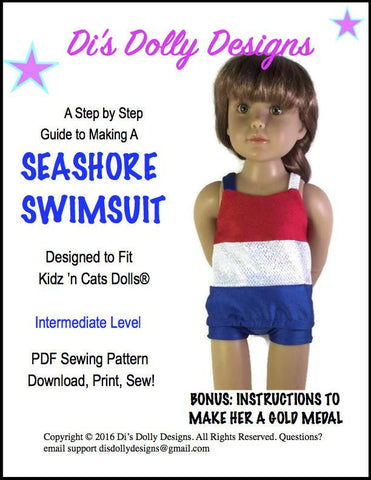 Di's Dolly Designs Kidz n Cats Seashore Swimsuit for Kidz N Cats Dolls larougetdelisle