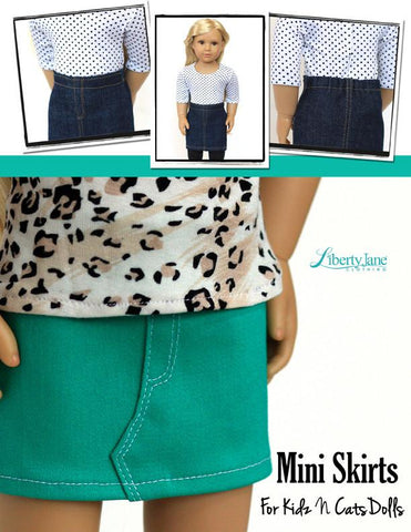 Liberty Jane Kidz n Cats Mini Skirt Pattern for Kidz N Cats Dolls larougetdelisle