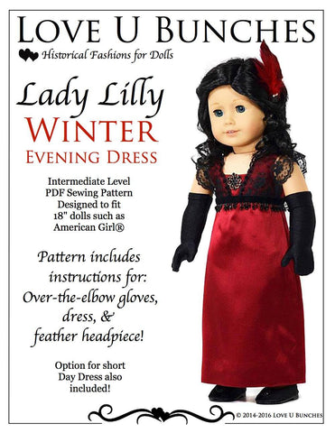 Love U Bunches 18 Inch Historical Lady Lilly's Winter Evening Dress 18" Doll Clothes larougetdelisle