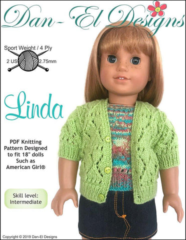 Dan-El Designs Knitting Linda Twin Set Sweater 18" Doll Knitting Pattern larougetdelisle