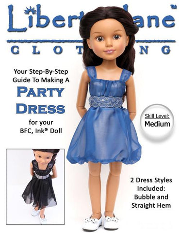 Liberty Jane BFC Ink Aspen Party Dress Pattern for BFC, Ink. Dolls larougetdelisle