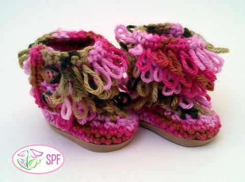 Sweet Pea Fashions Crochet Loop Stitch Crocheted Boots 18" Doll Shoes larougetdelisle