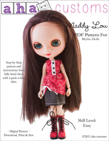 Aha Customs Blythe/Pullip Maddy Lou Dress Pattern for Blythe Dolls larougetdelisle