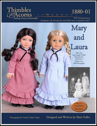 Thimbles and Acorns 18 Inch Historical 1880 Mary and Laura 18" Doll Clothes Pattern larougetdelisle