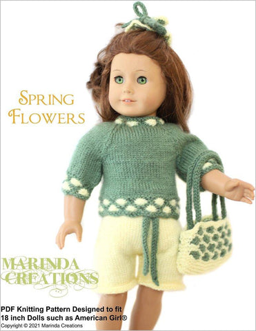 Marinda Creations Knitting Spring Flowers 18" Doll Clothes Knitting Pattern larougetdelisle