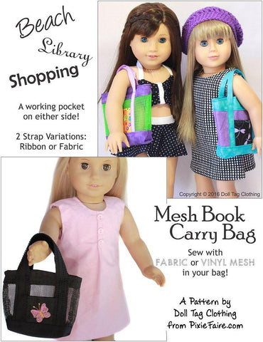 Doll Tag Clothing 18 Inch Modern Mesh Book Bag 18" Doll Accessory Pattern larougetdelisle