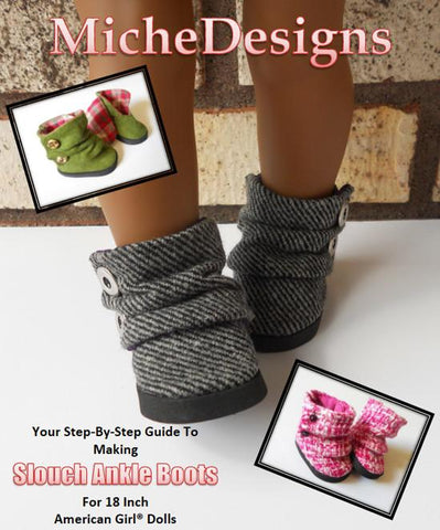 Miche Designs Shoes Slouch Ankle Boots 18" Doll Shoe Pattern larougetdelisle