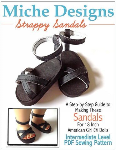 Miche Designs Shoes Strappy Sandals 18" Doll Shoe Pattern larougetdelisle
