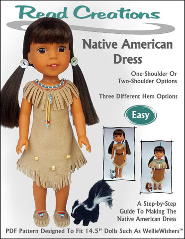 Read Creations WellieWishers Native American Dress 14.5" Doll Clothes Pattern larougetdelisle