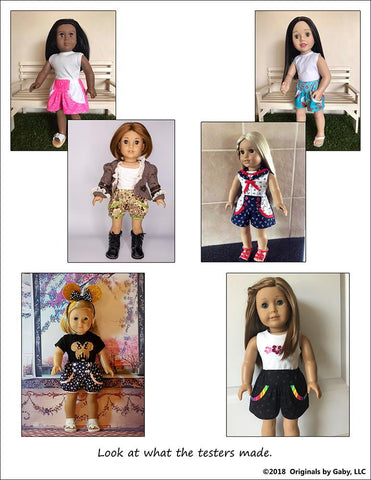 Originals by Gaby 18 Inch Modern Bubble Shorts and Culottes 18" Doll Clothes Pattern larougetdelisle