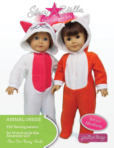 Stacy and Stella 18 Inch Modern Animal Onesie 18" Doll Clothes Pattern larougetdelisle
