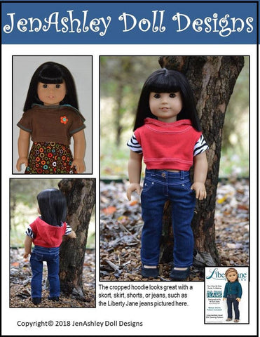 Jen Ashley Doll Designs 18 Inch Modern Outdoor Concert Cropped Hoodie 18" Doll Clothes Pattern larougetdelisle