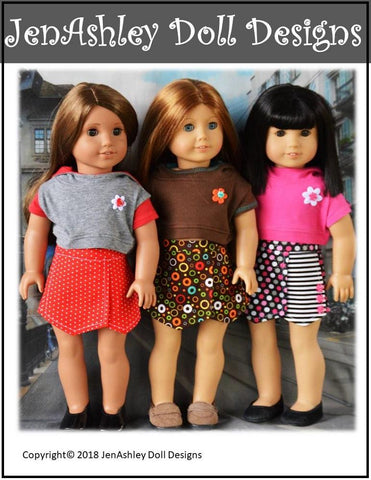 Jen Ashley Doll Designs 18 Inch Modern Outdoor Concert Skort & Cropped Hoodie 18" Doll Clothes Pattern larougetdelisle