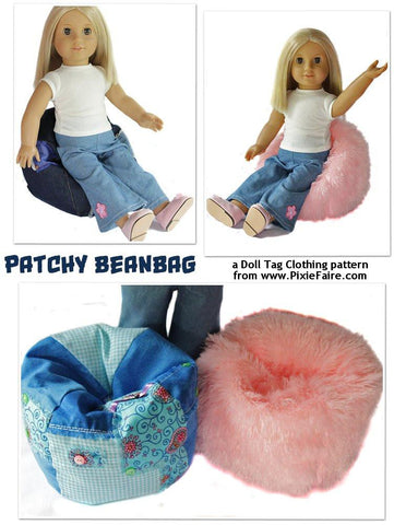 Doll Tag Clothing 18 Inch Modern Patchy Bean Bag for 18" Dolls larougetdelisle