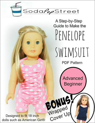 Soda Pop Street 18 Inch Modern Penelope Swimsuit and Wrapped Cover Up 18" Doll Clothes larougetdelisle
