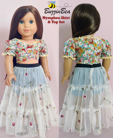 BuzzinBea 18 Inch Modern Nymphea Skirt & Top Set 18" Doll Clothes Pattern larougetdelisle