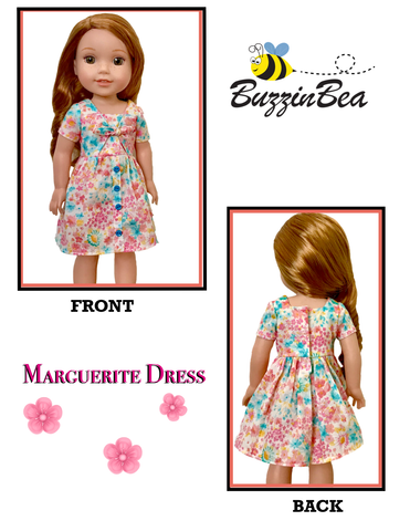 BuzzinBea WellieWishers Marguerite Dress 14.5" Doll Clothes Pattern larougetdelisle