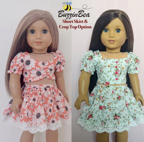 BuzzinBea 18 Inch Modern Nymphea Skirt & Top Set 18" Doll Clothes Pattern larougetdelisle