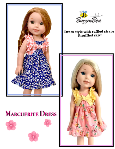 BuzzinBea WellieWishers Marguerite Dress 14.5" Doll Clothes Pattern larougetdelisle