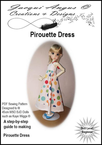 Jacqui Angus Creations & Designs BJD Pirouette Dress Pattern for MSD Ball Jointed Dolls larougetdelisle