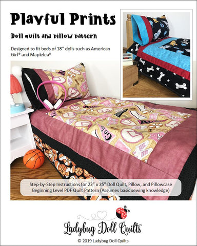 Ladybug Doll Quilts Quilt Playful Prints 18" Doll Quilt Pattern larougetdelisle